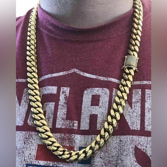 Men CZ Diamond Ice Out Medusa 14K Gold Plated  Big Iced Chain+Pendant 14m 22Inch - Picture 2 of 10